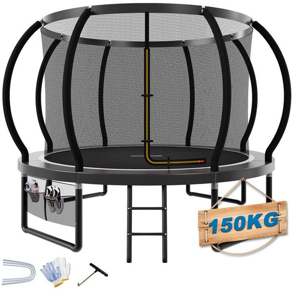 HOMALL Gartentrampolin Kindertrampolin Ø305/366, Gewicht 150kg, Ø 228 cm, (228 cm, Ø 228/305/366/427 cm, mit Sicherheitsnetz und Leiter, 360° Schutzgitter)