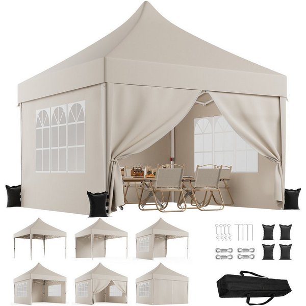 HOMALL Pavillon wasserabweisend stabil winterfest Gartenpavillon 3*3/3*6m Partyzelt, mit Seitenteilen und Sandsäcke, Windbeständig stabil