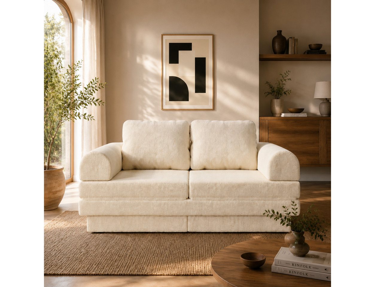HOMALL Schlafsofa Chenille Sofa mit Liegefunktion, gemütliches 2-Sitzer Lounge-Design, Weiche Polsterung und elegante Optik für Wohnzimmer, Gästezimmer und klei – Bild 3 von 5