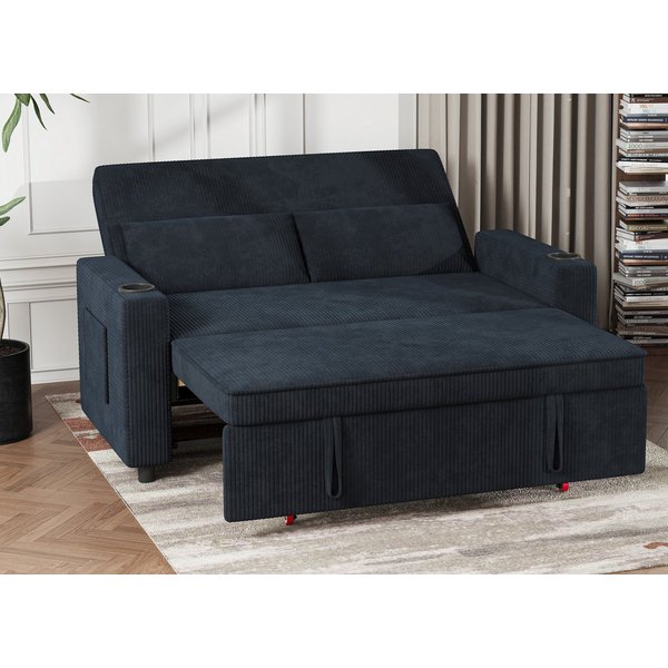 HOMALL Sofa Doppelschlafsofa, kompaktes Klappsofa, ausziehbares Schlafsofa, 5-fach verstellbare Rückenlehne, ausziehbares Sofa mit zwei Getränkehaltern, geeigne
