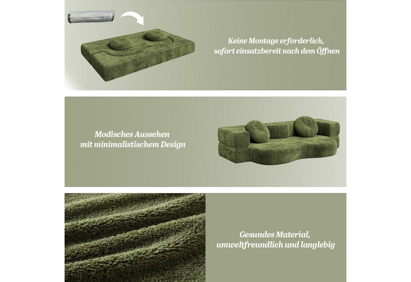 HOMALL Sofa Fashionable Klappsofa, Keine Installation erforderlich, geeignet für Wohnzimmer, Freizeitbereiche,Unser Tiefpreis – Bild 4 von 5