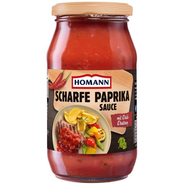 Homann Saucen, Homann Scharfe Paprika Sauce mit feiner Chili-Note und Chutney 400ml