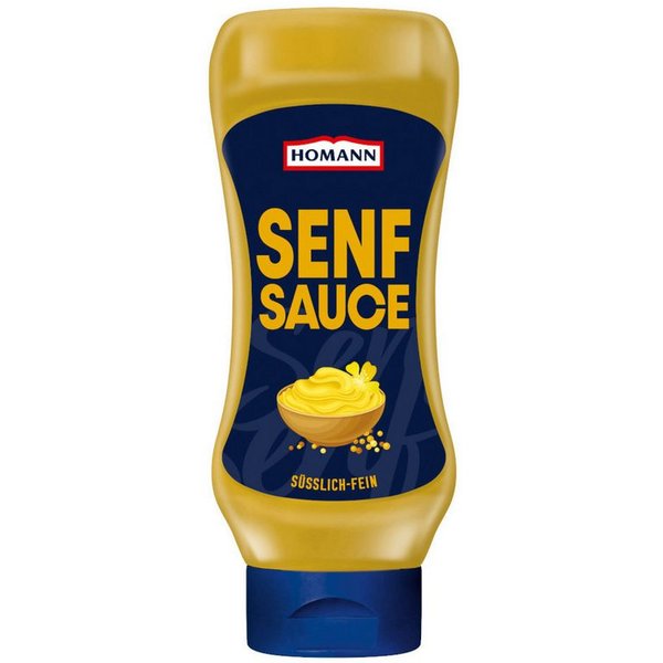 Homann Saucen, Homann Senfsauce vegan würzig-pikante Sauce Squeezeflasche 430ml