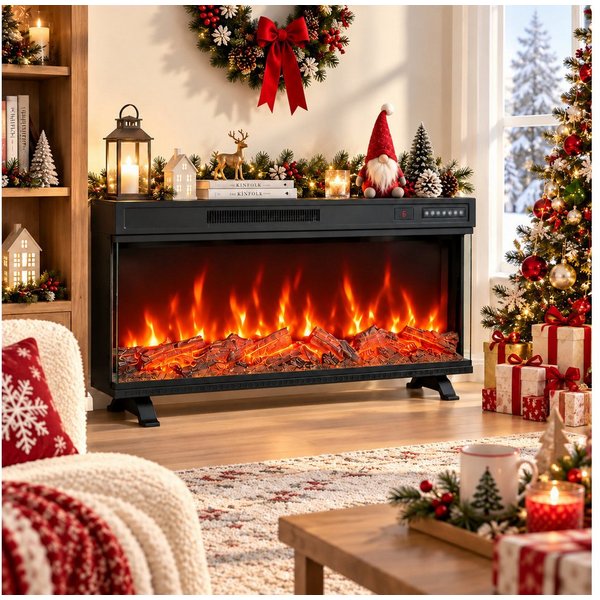 HOMAVO Elektrokamin mit 1000W/2000W Heizung, 12 3D-Flammenfarben, 36" - Stand, Einbaukamin / 50" - Wand, Einbaukamin, App-Steuerung