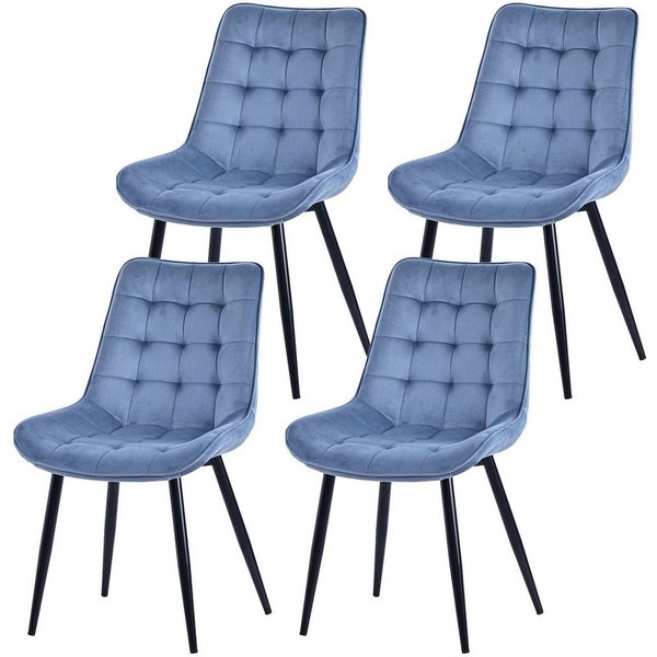 HOMAVO Esszimmerstuhl Stuhlset – Polsterstühle, Samt oder Webstoff, Metall-Füße (Nach EN 12520 geprüft, 4 St), mit Ergonomischer Rückenlehne und Metallbeinen