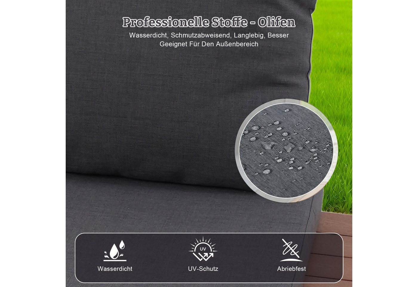 HOMAVO Gartenlounge-Set mit Couchtisch, Ecksofa in L-Form, wasser- und sonnenschutzbeständig, mit Sofaabdeckungen wasserfest, für Terrasse, Balkon und Garten – Bild 4 von 5