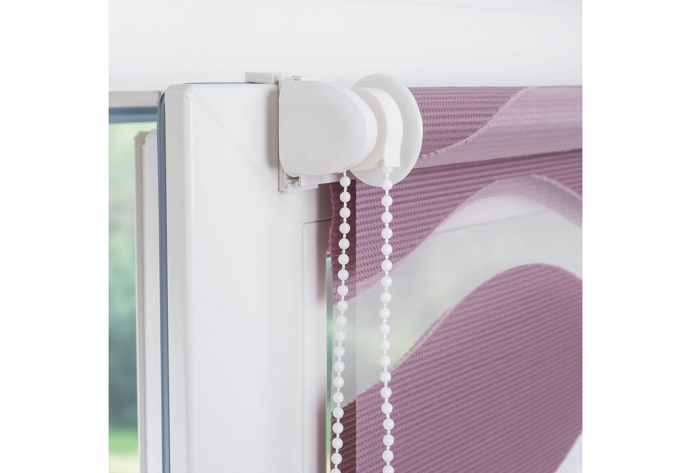 Doppelrollo im Wellendesign, HOMBERA, Lichtschutz, ohne Bohren oder Schrauben, freihängend, Klemmfix, Stilvolles design, Flexibilität in der Lichtregulierung – Bild 5 von 5