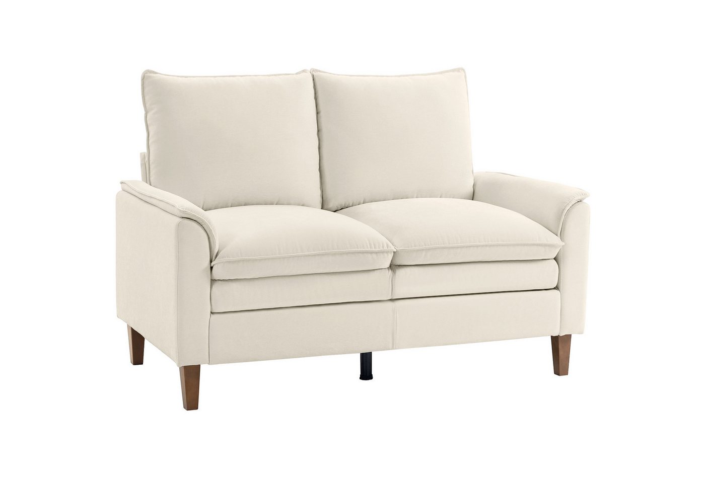 HOMCOM 2-Sitzer kleine Couch 146 cm, Modern Polstersofa mit Holzbeine, Creme, Spar-Set 1 Teile, Doppelschicht-Polsterung mit Federkissen – Bild 2 von 5