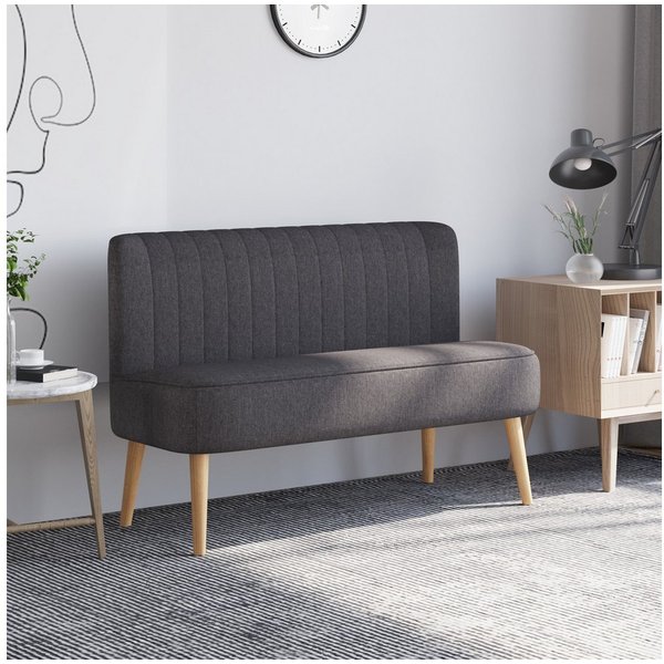 HOMCOM 2-Sitzer Sitzmöbel, Loungesofa, aus Holz, Samtartiges Polyster, Schaumstoff, Doppelsofa 1 Teile, für Wohnzimmer, Schlafzimmer, 117 x 56,5 x 77 cm, Dunkel