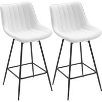 HOMCOM 2er-Set Barhocker, drehbar, hohe Küchenhocker mit geschwungener Rückenlehne und Fußstütze, PU-Bezug, Stahlgestell, Hohe Stühle für Küche, Esszimmer, Wohn