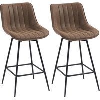 HOMCOM 2er-Set Barhocker, moderne Barstühle aus PU, gepolsterter Sitz 68H cm, 360° drehbar, mit Rückenlehne & Fußstütze, Stahlgestell, für Küche & Esszimmer, Br