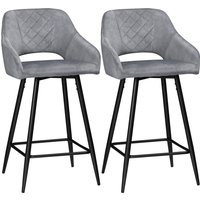 HOMCOM 2er-Set Barhocker, Barstühle, Bistrohocker mit Fußstütze, Küchenstuhl, Thekenhocker, Sitzbezug, Stahl, Grau, 50 x 53 x 94 cm Aosom