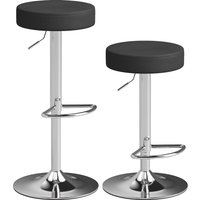 HOMCOM 2er-Set Barhocker, höhenverstellbar & 360° drehbar, hohe Küchenhocker aus PU mit Fußstütze, weicher Sitz, Metallgestell, Barstühle für Kücheninsel und Es