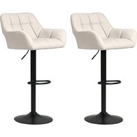 HOMCOM 2er-Set Barhocker Barstuhl Höhenverstellbar Küchenstühle 360° Drehstuhl Bistrohocker mit Lehne und Fußstütze für Bartheke Küche Esszimmer Kunstleder Crem