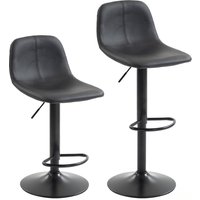 HOMCOM 2er-Set Barhocker, höhenverstellbare Barstühle mit Rückenlehne und Fußstütze, 360° drehbar, Stahlfuß, modernes Design, hohe Hocker für Küche und Wohnzimm