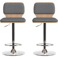 HOMCOM 2er-Set Barhocker, höhenverstellbare Barstühle mit Rückenlehne, Fußstütze, 360° drehbar, Stahlbasis und Leinenoptik-Stoff, für Esszimmer, Tresen, 41x47,5