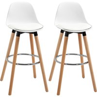 HOMCOM 2er-Set Barhocker Küchenhocker Barstuhl mit Fußstützen Kunstleder Weiß 38,5 x 42,5 x 91 cm für Esszimmer Küche Aosom.de