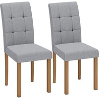 HOMCOM 2er-Set Esszimmerstühle, moderner Küchenstuhl mit gepolstertem Leinenoptik-Sitz und Hevea-Holzbeinen, für Wohnzimmer und Esszimmer, hellgrau und natur Ao