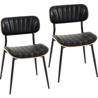 HOMCOM 2er-Set Esszimmerstühle, Küchenstühle ohne Armlehnen, geschwungene Rückenlehne & PU-gepolsterte Sitzfläche, Metallbeine, Moderner Stil, für Wohnzimmer & 
