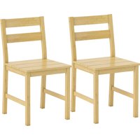 HOMCOM 2er-Set Esszimmerstühle aus Bambus, armlos mit Latten-Sitzfläche und geschwungener Rückenlehne, für Wohnzimmer & Zuhause, natürliche Holzoptik Aosom