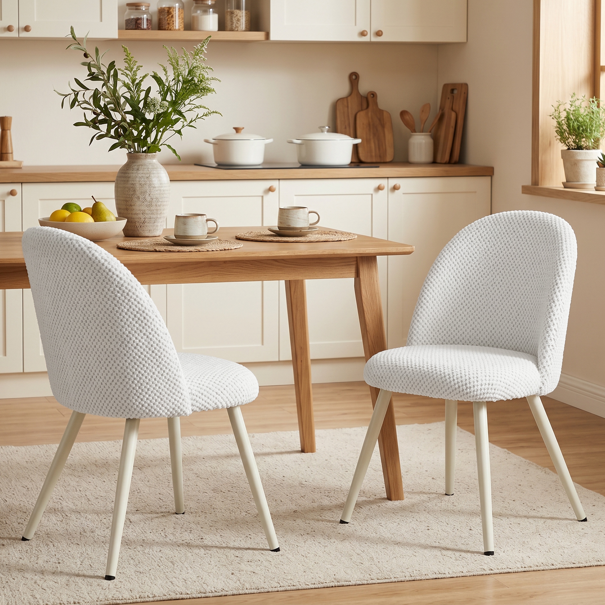 HOMCOM 2er-Set Esszimmerstühle aus Samt, moderne Küchestühle mit gesteppter Rückenlehne, dick gepolstert, Stahlbeine, gepolsterter Stuhl für Küche, Schlafzimmer – Bild 2 von 2
