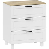 HOMCOM 3‑Schubladen-Kommode 60×38×71 cm – Weiß/Holz, platzsparend Aosom