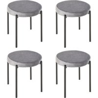 HOMCOM 4er-Set Barhocker ohne Lehne, Metallhocker, Küchenstuhl mit gepolstertem Sitz in Samtoptik, Grau Aosom.de