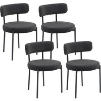 HOMCOM 4er-Set Esszimmerstühle, moderner Küchenstuhl, gepolstert, Kordvelours-Stoff mit Rückenlehne und schwarzen Stahlbeinen, für Wohnzimmer Schlafzimmer, schw