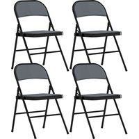 HOMCOM 4er-Set klappbare Stühle, tragbare Esszimmerstühle, klappbarer Innenstuhl mit gepolstertem Cordvelours-Sitz und Stahlrahmen, Maße 45l x 46P x 78H cm, gra