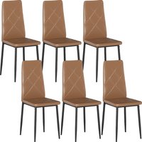 HOMCOM 6er-Set Esszimmerstühle aus Kunstleder, Küchenstühle mit hoher Rückenlehne und Diamantsteppung, Stahlbeine, moderne Stühle für Küche, Schlafzimmer, Büro 