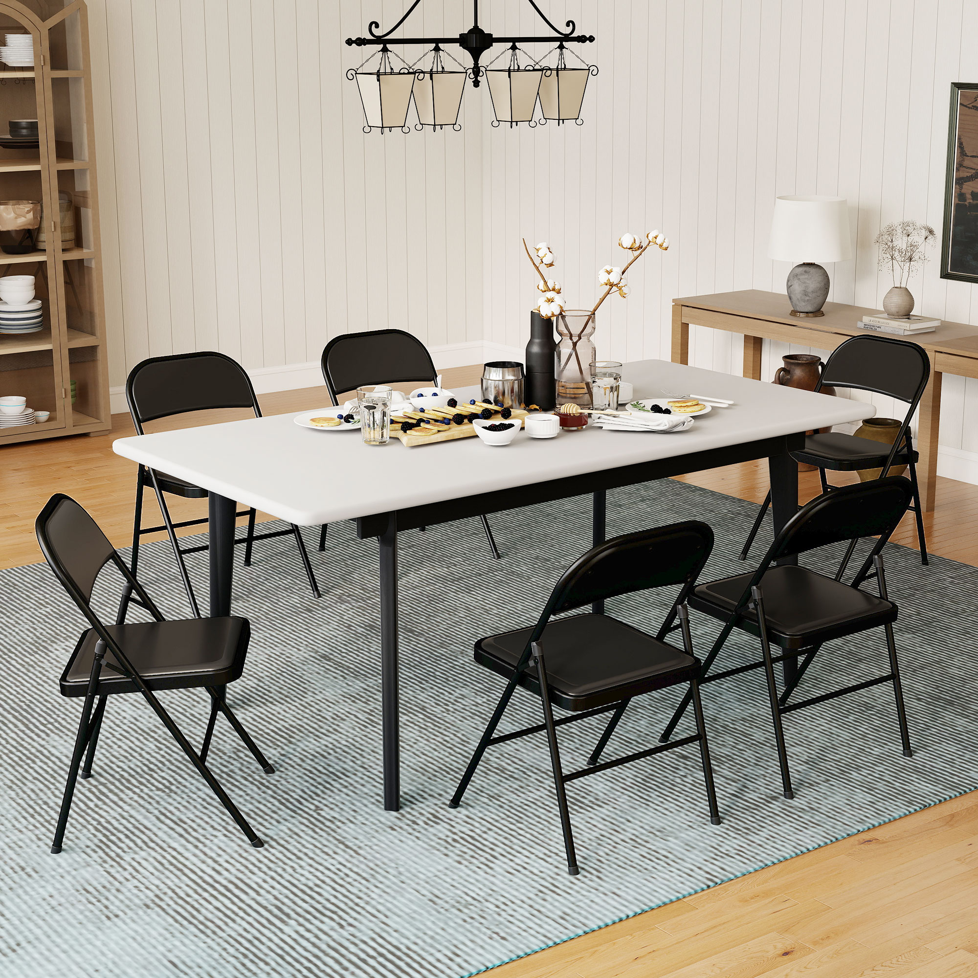 HOMCOM 6er Set Klappstuhl Campingstuhl mit Gepolsteter Rückenlehne, Klappbar Bürostuhl mit Stahlrahmen, Küchenstuhl mit Polster bis 120 kg belastbar für Gäste,  – Bild 2 von 2