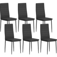 HOMCOM 6er-Set Moderne Esszimmerstühle, Küchenstühle mit Bezug in Kunstleinen, hoher Rückenlehne und Metallbeinen, Schwarz Aosom