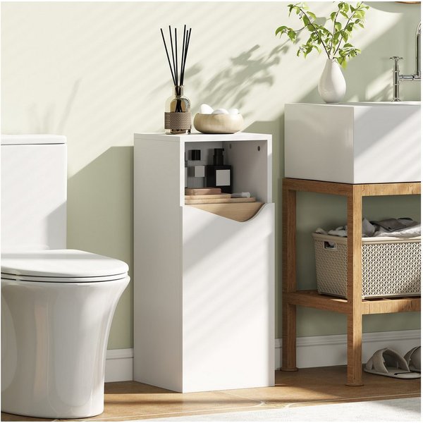 HOMCOM Badkommode Badschrank mit offenem Fach Badezimmer 30x30x71,5cm Weiß (Toilettenschrank, 1 St., 1 Badezimmerschrank), Schmal, Soft-Close-Tür, verstellbare 