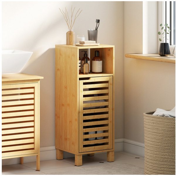 HOMCOM Badkommode Toilettenschrank Beistellschrank schmal mit verstellbaren Regalen (Badschrank, 1 St., Badezimmerschrank), für Badezimmer, kleine Räume, 30 x 3