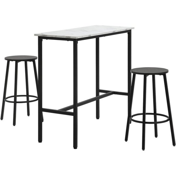 HOMCOM Bargruppe Bartisch mit Barhocker Set, 3-teiliges Bartisch Set für Esszimmer, (3-tlg)