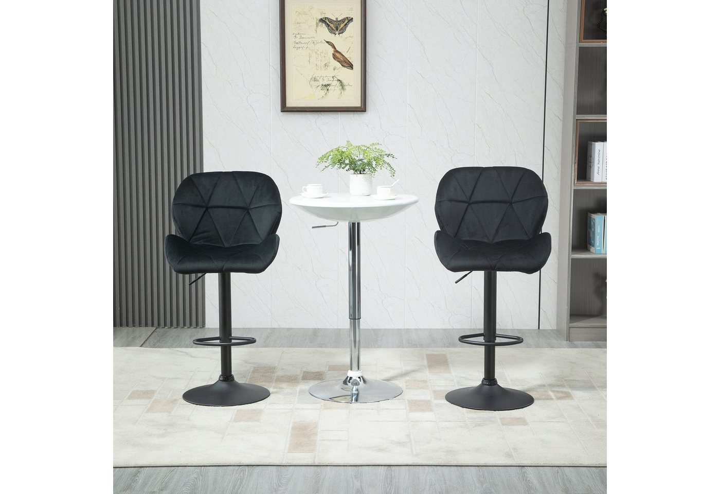 HOMCOM Barhocker Barhocker 2-er Set, Verstellbare Sitzhöhe – Bild 3 von 5