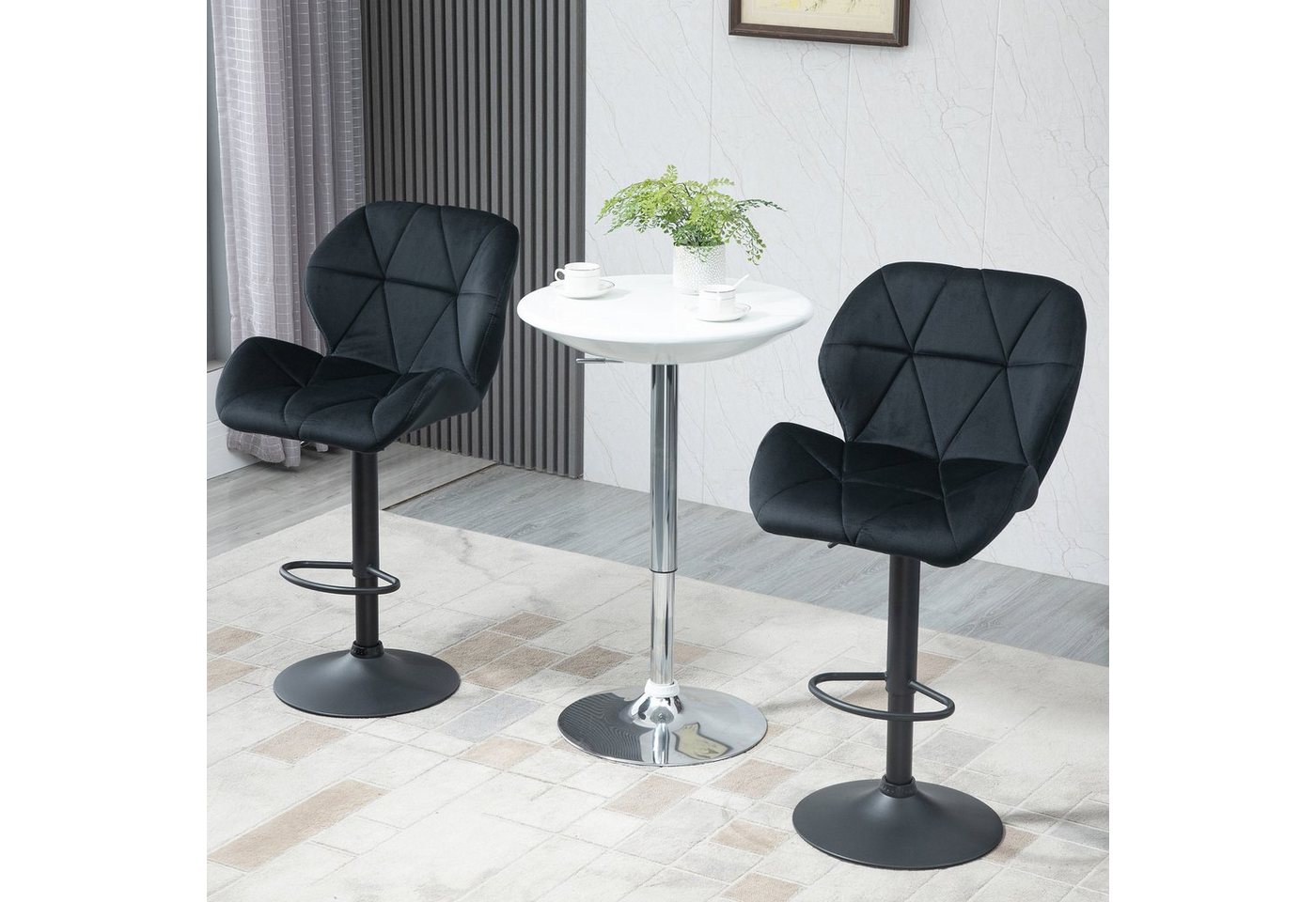 HOMCOM Barhocker Barhocker 2-er Set, Verstellbare Sitzhöhe – Bild 4 von 5