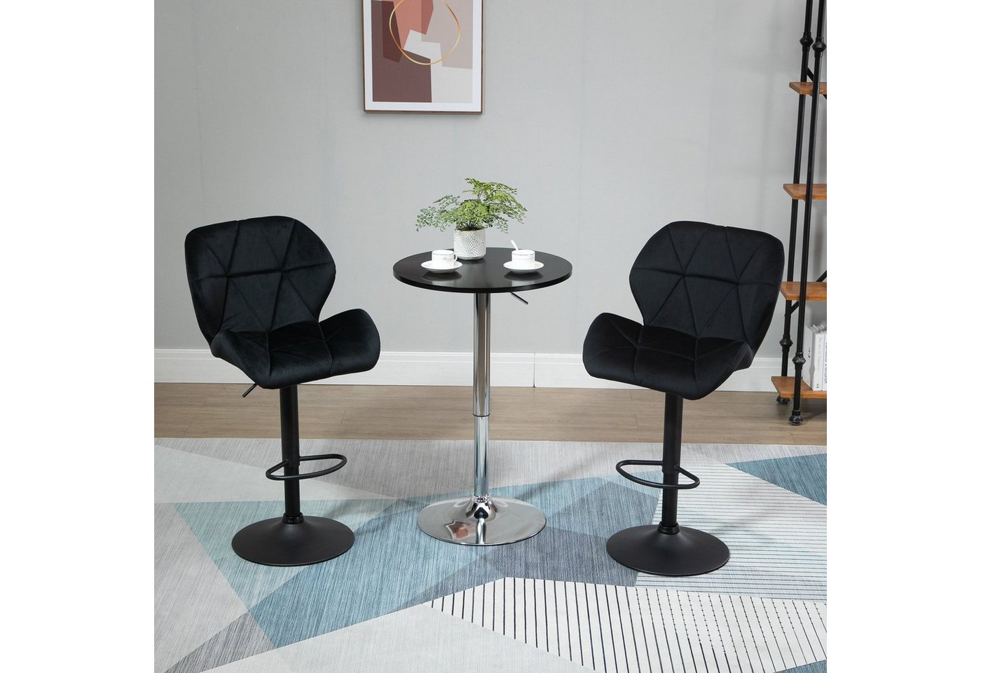 HOMCOM Barhocker Barhocker 2-er Set, Verstellbare Sitzhöhe – Bild 5 von 5