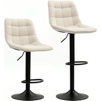 HOMCOM Barhocker 2er-Set, Gepolstert Barstuhl mit Lehne, Stahlgestell, Chenille-Optik, Höhenverstellbare Küchenstühle mit Fußstütze 360° Drehbar Tresenhocker fü