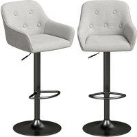 HOMCOM Barhocker 2er-Set, Chenille-Barstühle, Höhenverstellbar, 360°-Drehbar, Gepolsterte Sitzfläche, Rückenlehne und Fußstütze, Metallbasis, für Kücheninsel, K