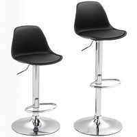 HOMCOM Barhocker 2er Set, Gepolstert Barstuhl mit Stahlgestell, Lehne, Höhenverstellbar Küchenstühle mit Fußstütze 360° Drehbar Tresenhocker für Küche, Wohnzimm