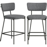 HOMCOM Barhocker 2er Set Barstühle, Küchenstuhl mit Fußstütze, geschwungener Rückenlehne Gepolstert Tresenhocker mit Metallgestell, Leinenoptik, 63 cm Sitzhöhe 