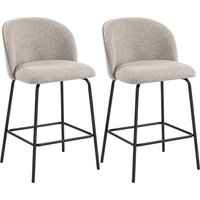 HOMCOM Barhocker 2er Set Barstuhl, Tresenhocker mit Fußstütze, Lehne, Leinen-Optik, Sitzhöhe 68 cm Küchenstühle mit Stahlgestell Loungesessel für Küche, Wohnzim