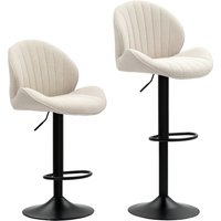 HOMCOM Barhocker 2er Set Höhenverstellbar Drehbar Tresenhocker Barstuhl mit Rückenlehne und Fußstütze, Rutschfest Hocker mit Chenille-Optik, Beige Aosom