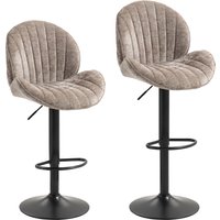 HOMCOM Barhocker 2er Set Höhenverstellbar Drehbar Tresenhocker Barstuhl mit Rückenlehne und Fußstütze, Rutschfest Hocker mit Chenille-Optik, Braun Aosom