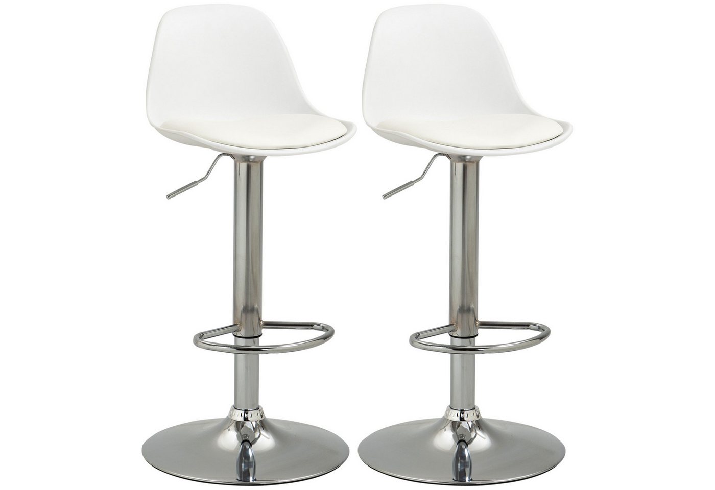 HOMCOM Barhocker Barstuhl mit Stahlgestell, Lehne, Küchenstühle aus Kunstleder (Barstühle, 2 St., Sitzhocker), Weiß 41 x 42 x 82-104 cm – Bild 2 von 5