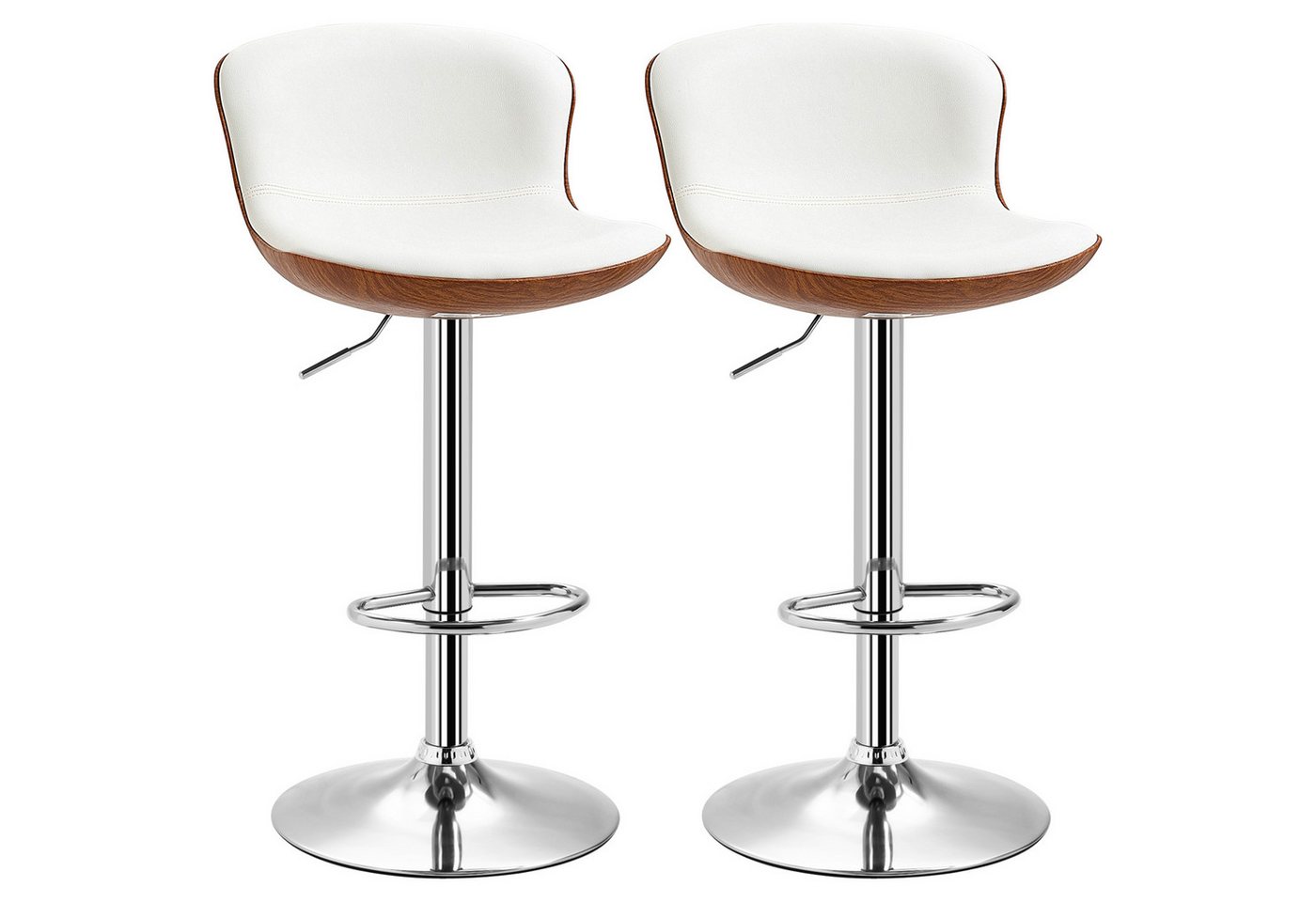 HOMCOM Barhocker Drehbar Barstuhl, höhenverstellbar, Küchenhocker, aus Kunstleder (Barstühle, 2 St., Tresenhocker), für Wohnzimmer, Esszimmer, Cremeweiß – Bild 2 von 5