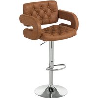 HOMCOM Barhocker höhenverstellbar, hoher Küchenhocker aus PU mit Rückenlehne, Fußstütze, Armlehnen und weichem Sitz, Stahlgestell, 360° drehbar, für Kochinsel, 