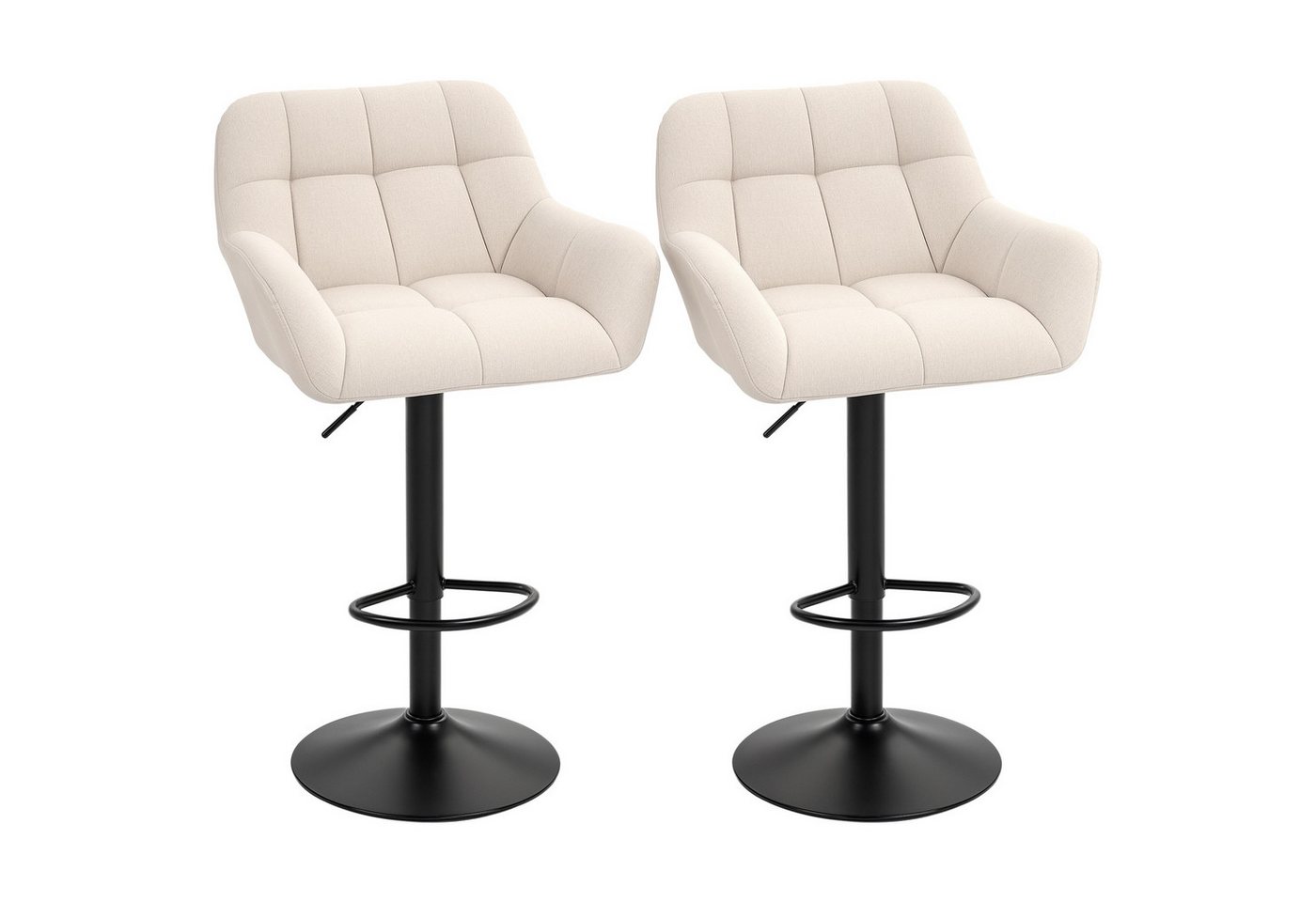 HOMCOM Barhocker Küchenstühle mit Kunstleder, Lehne und Fußstütze für Bartheke (Bistrohocker, 2 St., Barstuhl), Cremeweiß 57,5 x 52,5 x 93-114 cm – Bild 2 von 5