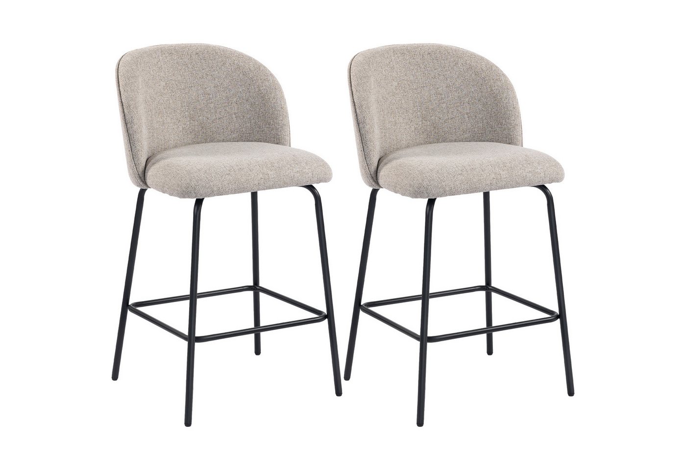 HOMCOM Barhocker Set mit Fußstütze, Lehne, Sitzhöhe 68 cm Loungesessel (Tresenhocker, 2 St., Barstuhl), für Küche, Wohnzimmer, Esszimmer Hellgrau – Bild 2 von 5